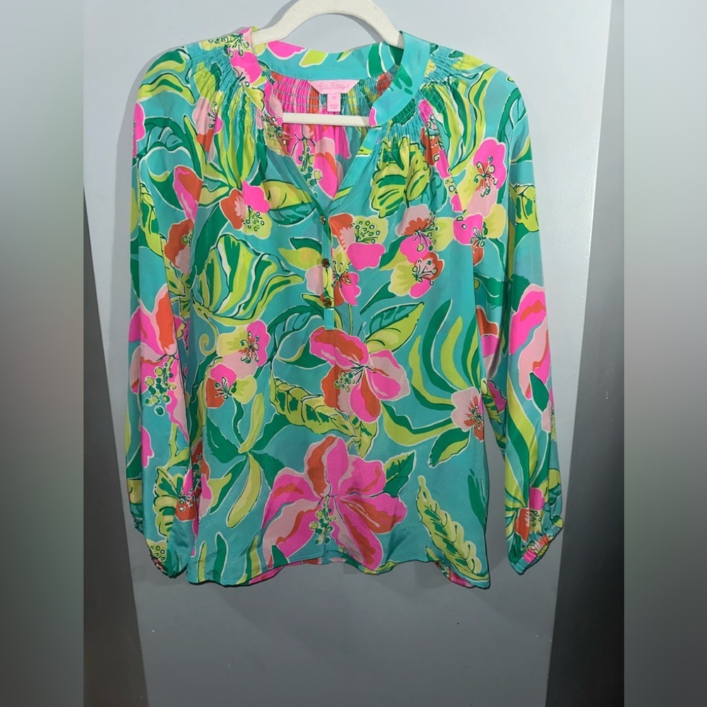 Lilly Pulitzer 100% silk floral‎ blouse